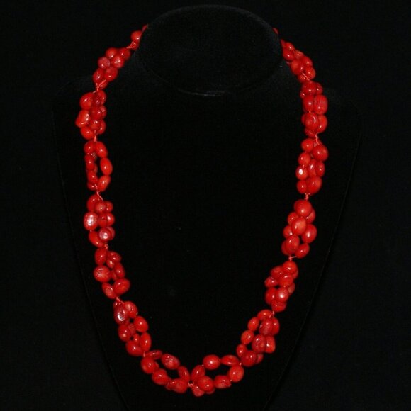 Custom Jewelry - Handmade Red Coral Beads Double Necklace